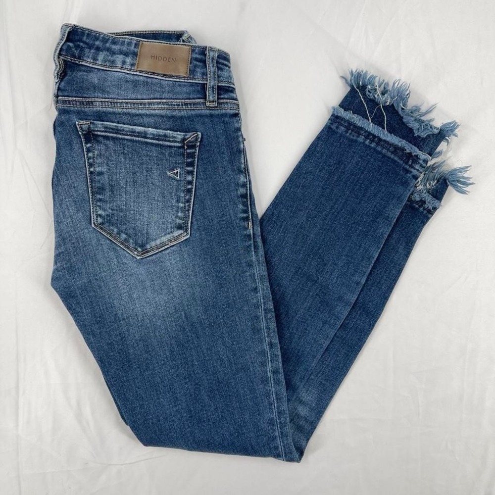 Hidden Distressed Slim Skinny Jeans Frayed Hem Faded Casual 26‎ Everyday Unique